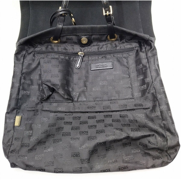 Michael Kors Jet Set Black Canvas Double Handle Tote Shoulder Bag - Picture 11 of 13